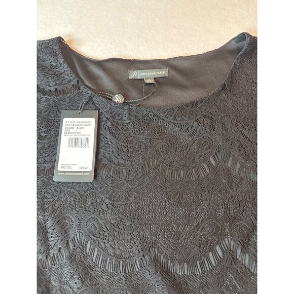 Adrianna Papell Womens Black Lace Top Size L - Picture 3 of 11